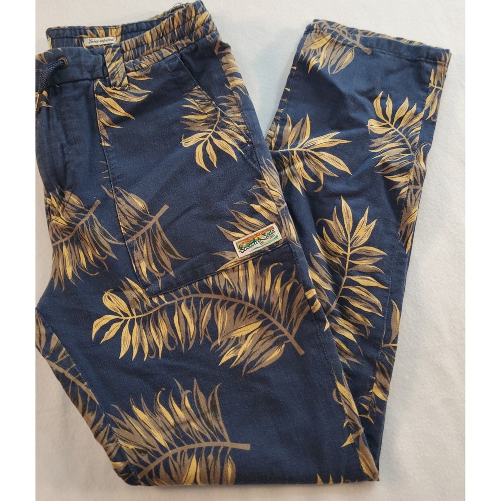 Scotch & Soda Women's Navy Leaf Pants, button fly, size‎ 14